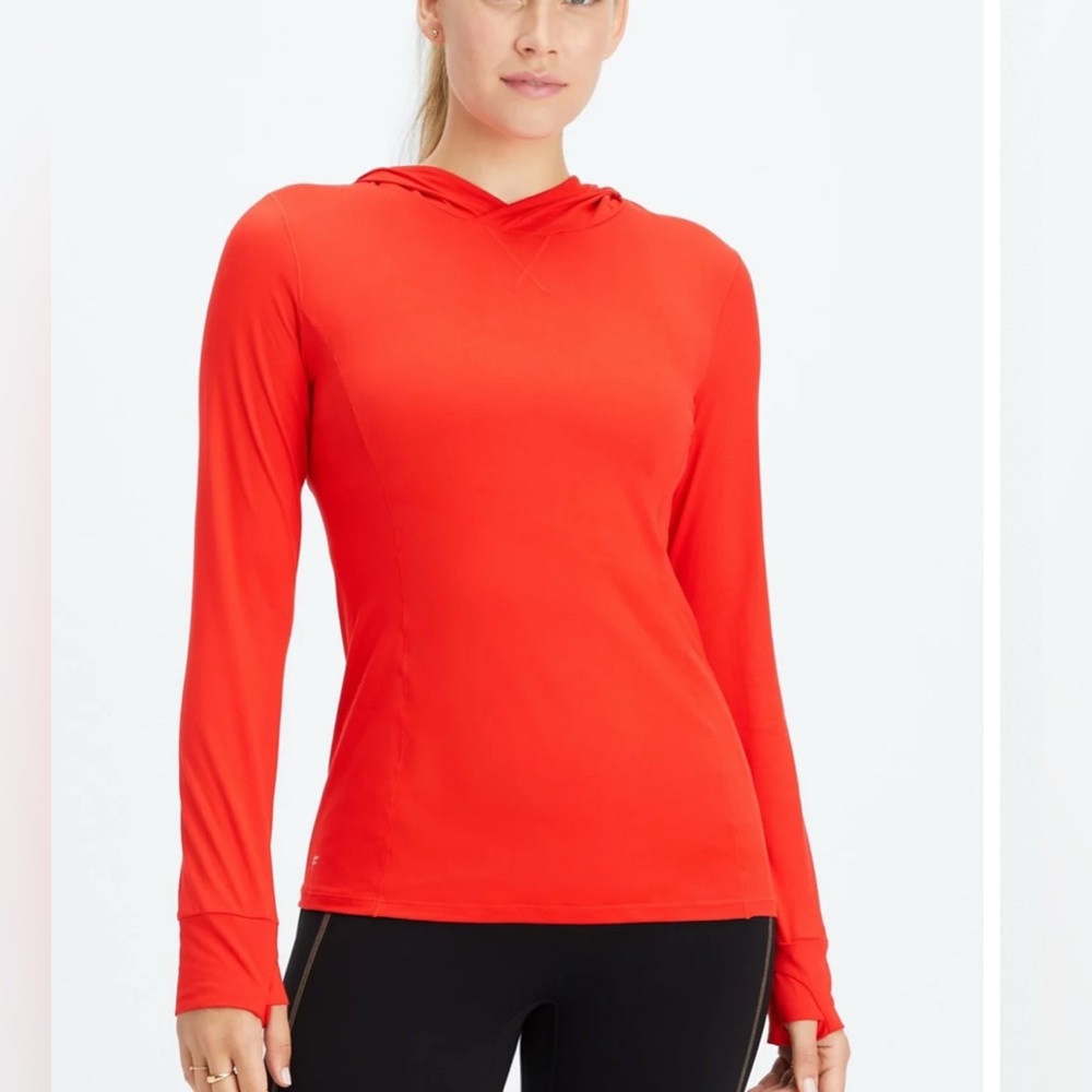 Fabletics Women’s Phoenix Running Hoodie Red Long Sleeve Size S With Pockets